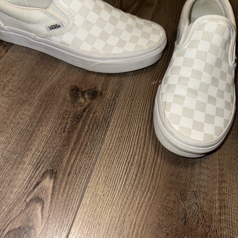 Vans Classic White Checkered Slip-Ons